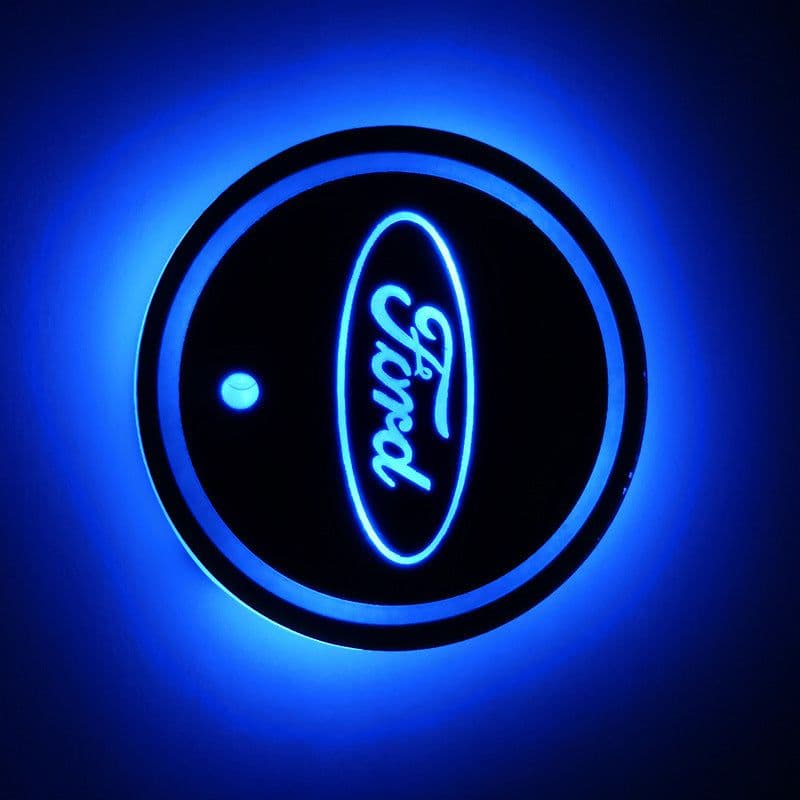 image-LED Car Cup Holder Coaster RGB Light USB Powered Non-Slip PVC