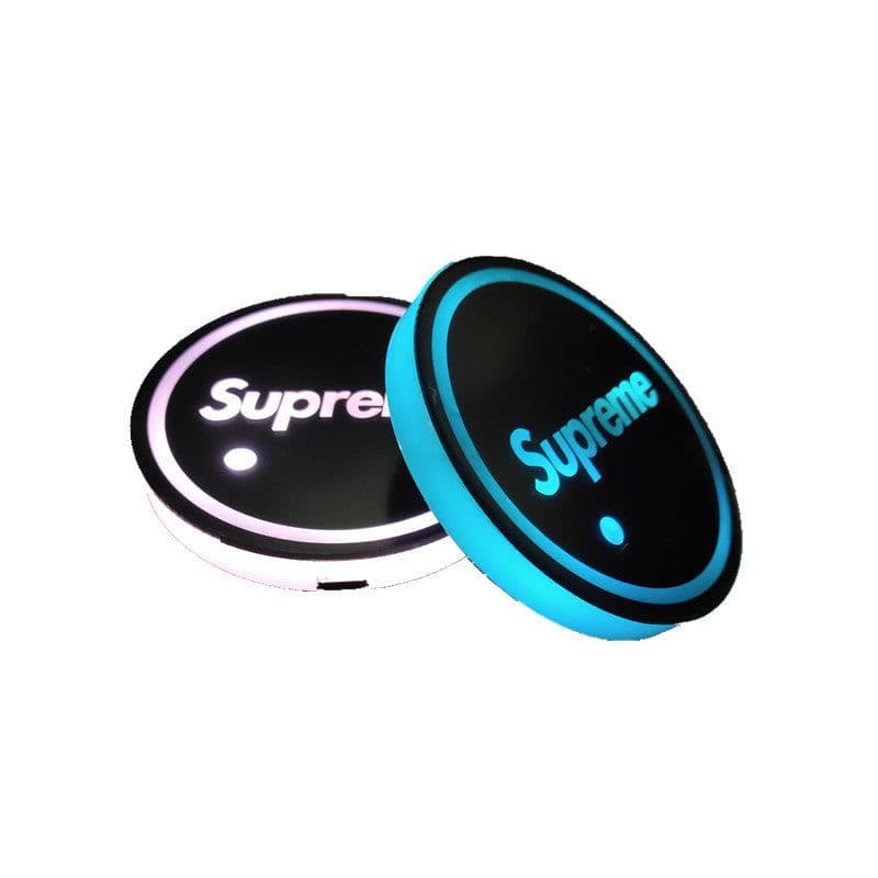 image-LED Car Cup Holder Coaster RGB Light USB Powered Non-Slip PVC
