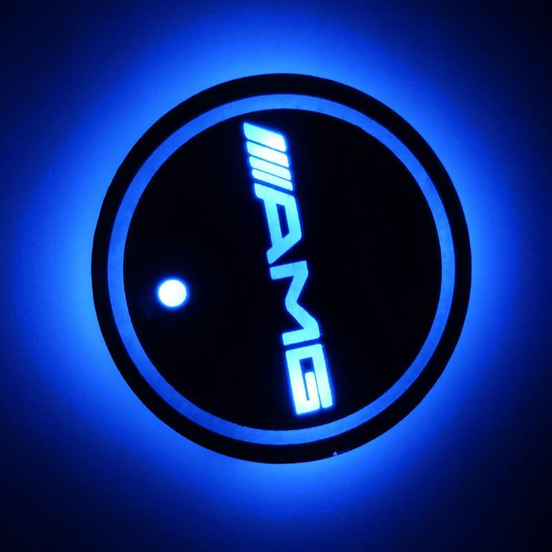 image-LED Car Cup Holder Coaster RGB Light USB Powered Non-Slip PVC
