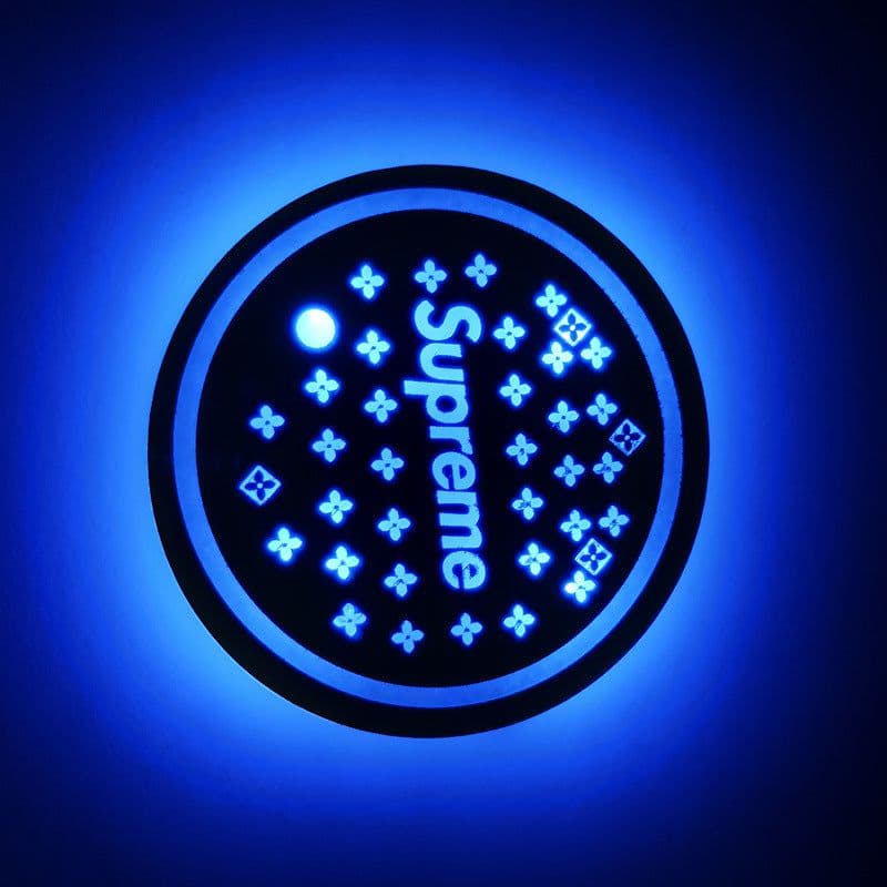 image-LED Car Cup Holder Coaster RGB Light USB Powered Non-Slip PVC