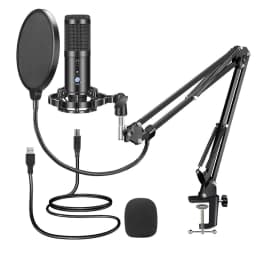 image-USB Condenser Microphone Set AK-5 with Volume Control & Monitoring