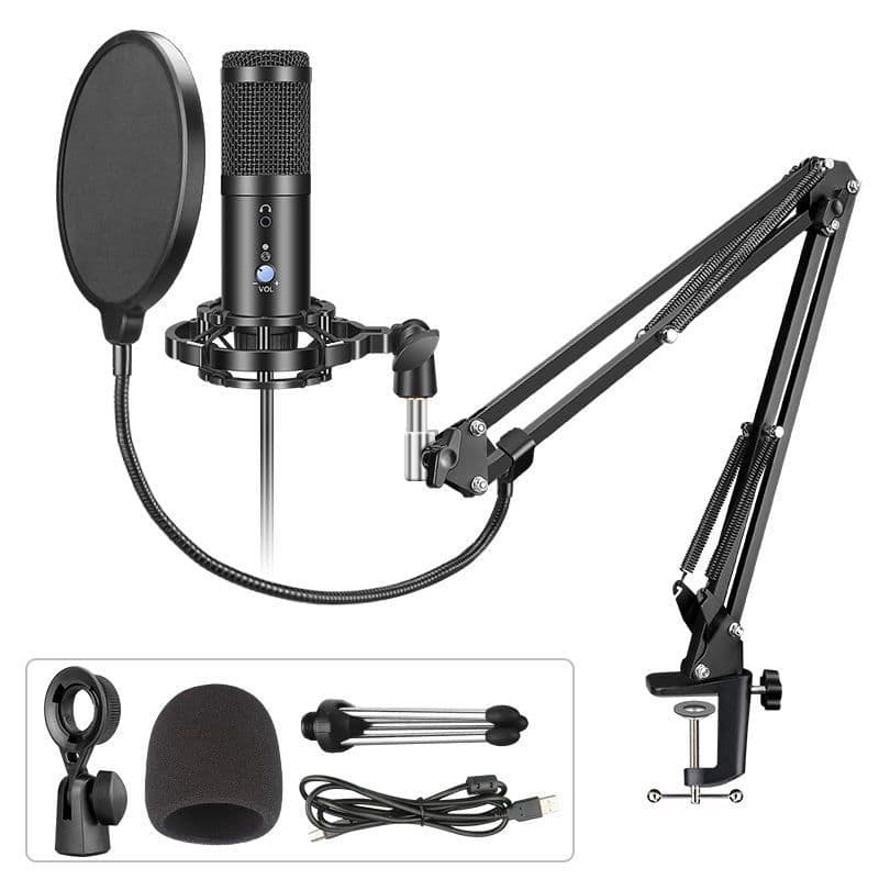 image-USB Condenser Microphone Set AK-5 with Volume Control & Monitoring