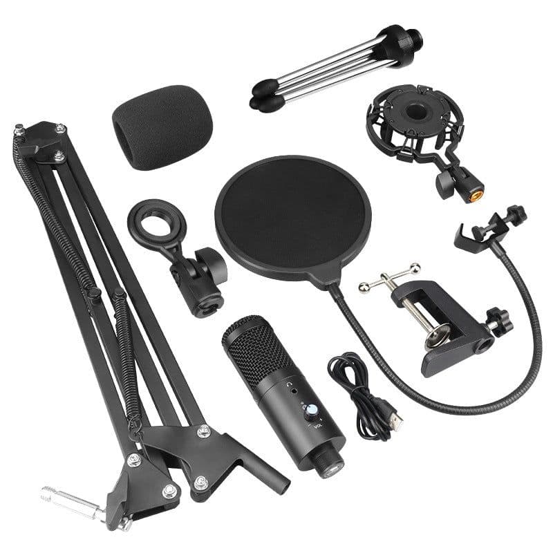 image-USB Condenser Microphone Set AK-5 with Volume Control & Monitoring