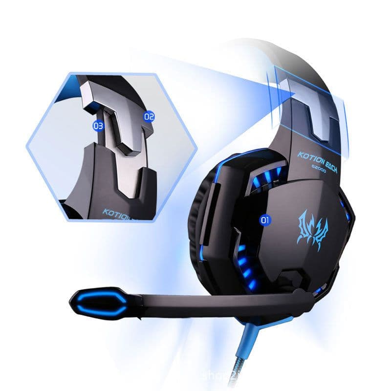 image-G2000 Wired Gaming Headset USB 3.5mm with Mic Black Red