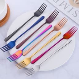 image-304 Stainless Steel Dessert Fork Long Handle Western Style