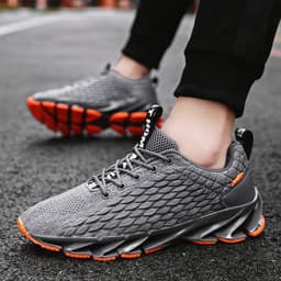 image-Men's Breathable Mesh Running Sneakers Lace-up Casual Gym Shoes