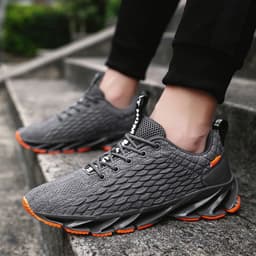 image-Men's Breathable Mesh Running Sneakers Lace-up Casual Gym Shoes