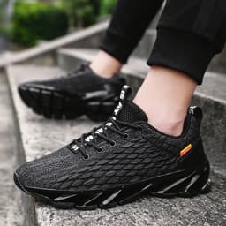 image-Men's Breathable Mesh Running Sneakers Lace-up Casual Gym Shoes