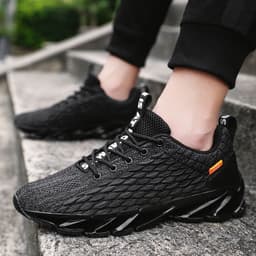 image-Men's Breathable Mesh Running Sneakers Lace-up Casual Gym Shoes
