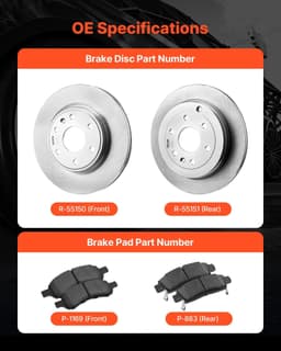 image-VEVOR Front & Rear Brake Kit Compatible with 2008-2017 Buick Enclave, 2009-2017 Chevrolet Traverse/2007-2010 Saturn Outlook, 2007-2016 GMC Acadia/2017 GMC Acadia Limited, Hollow Brake Rotors Pads Kit