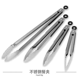 image-Stainless Steel Silicone Kitchen Food Tongs