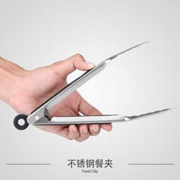 image-Stainless Steel Silicone Kitchen Food Tongs