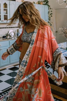 image-Women's Floral Chiffon Kimono Cardigan Swimsuit Cover Up