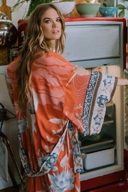 image-Women's Floral Chiffon Kimono Cardigan Swimsuit Cover Up