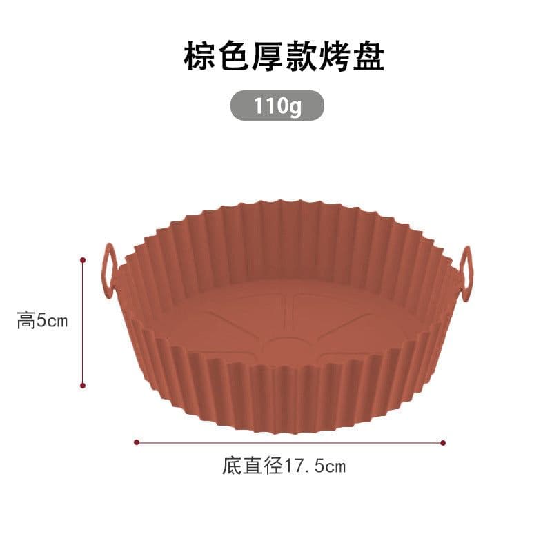 image-Silicone Air Fryer Pot Round Foldable Liner Pan