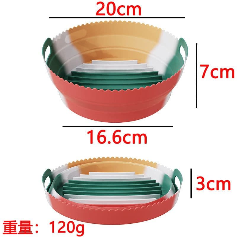 image-Silicone Air Fryer Pot Round Foldable Liner Pan