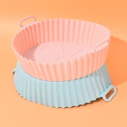 image-Silicone Air Fryer Pot Round Foldable Liner Pan