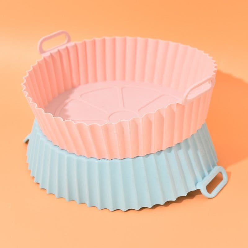 image-Silicone Air Fryer Pot Round Foldable Liner Pan