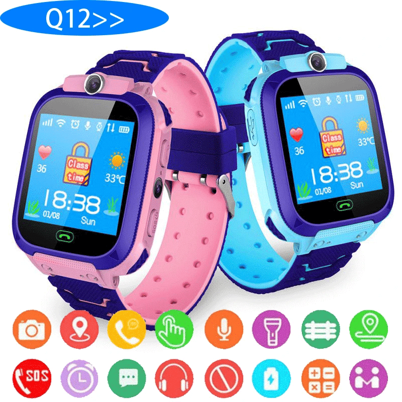 image-Q12 Kids Smart Watch 1.44" GPS Tracker Voice Chat SOS Monitor
