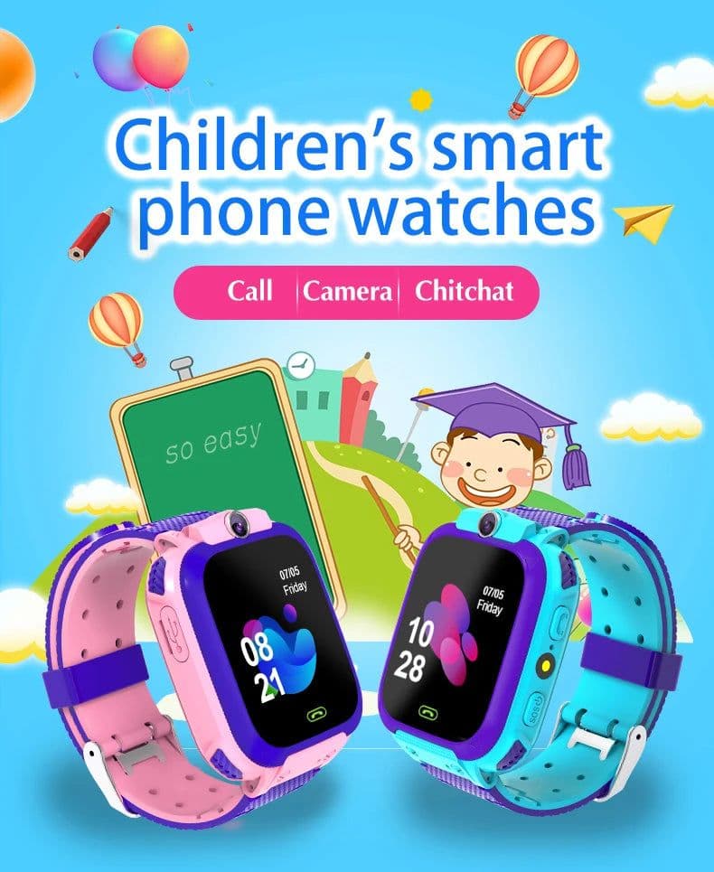 image-Q12 Kids Smart Watch 1.44" GPS Tracker Voice Chat SOS Monitor