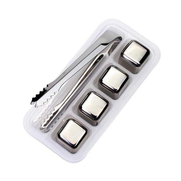 image-Stainless Steel Whiskey Ice Cubes 8-Piece Set