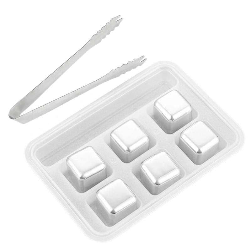 image-Stainless Steel Whiskey Ice Cubes 8-Piece Set