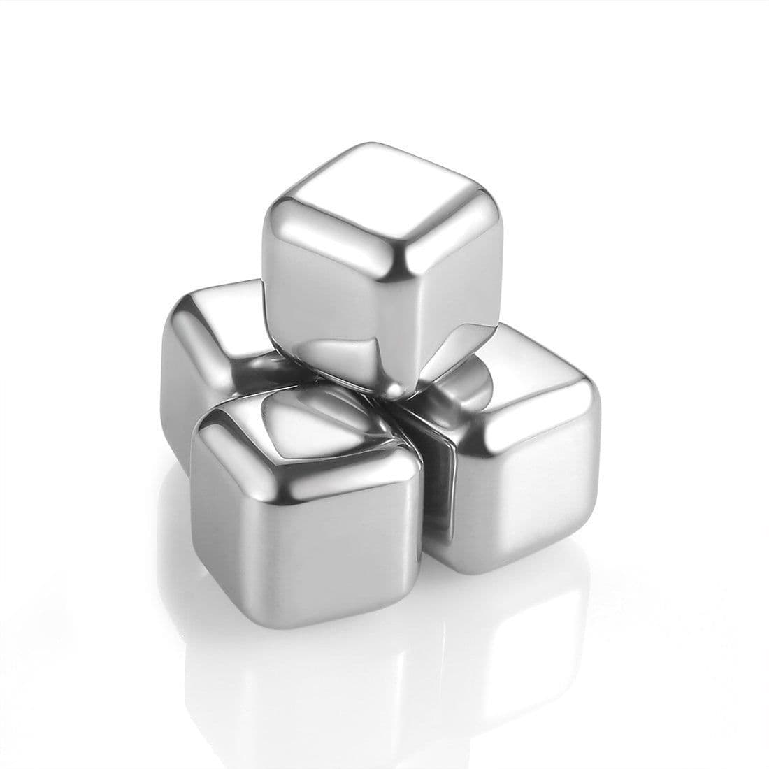 image-Stainless Steel Whiskey Ice Cubes 8-Piece Set