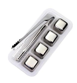 image-Stainless Steel Whiskey Ice Cubes 8-Piece Set