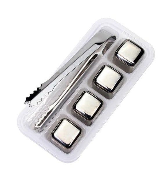 image-Stainless Steel Whiskey Ice Cubes 8-Piece Set