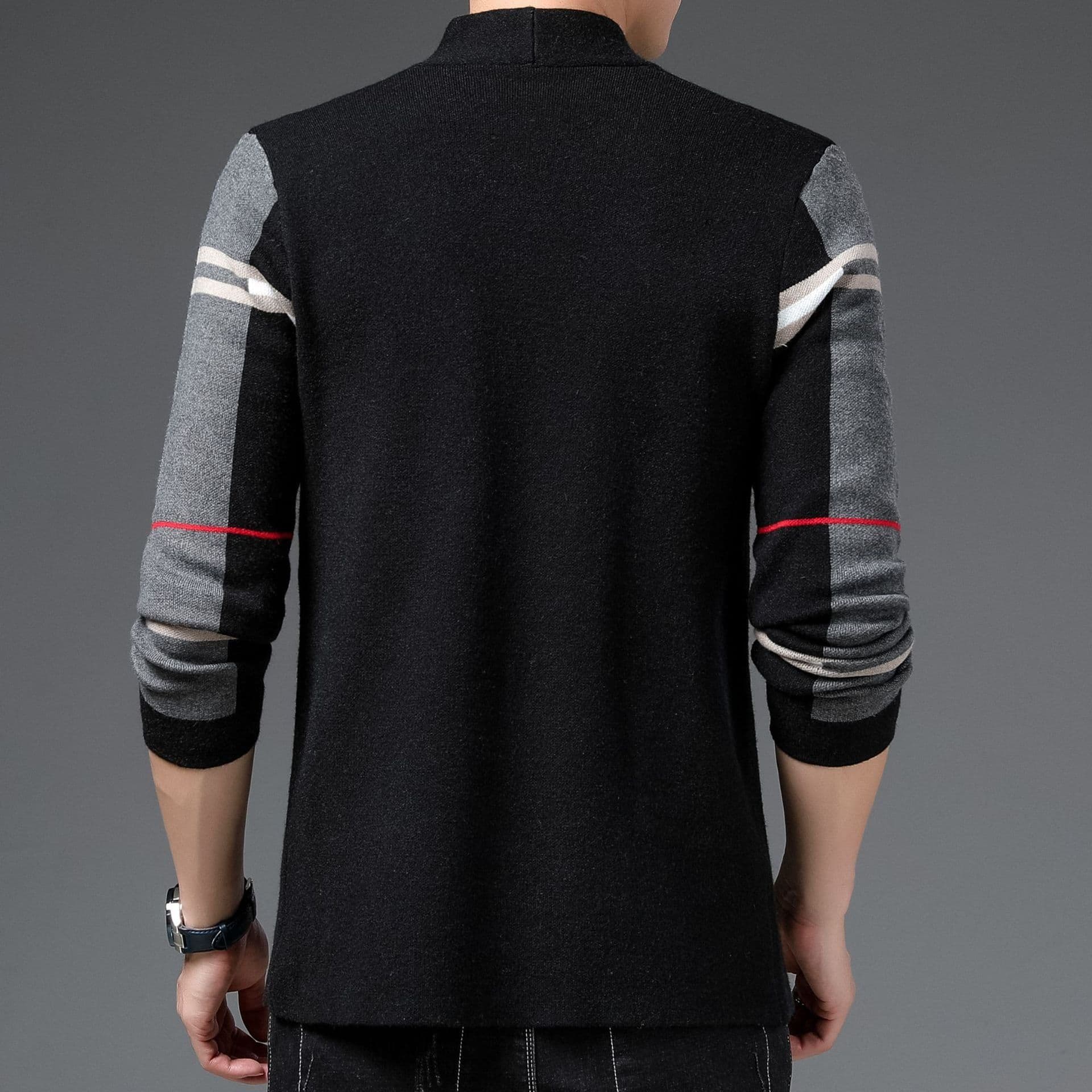image-Shepherd Sheep Men's Slim Fit Cardigan Sweater Stand Collar Camel