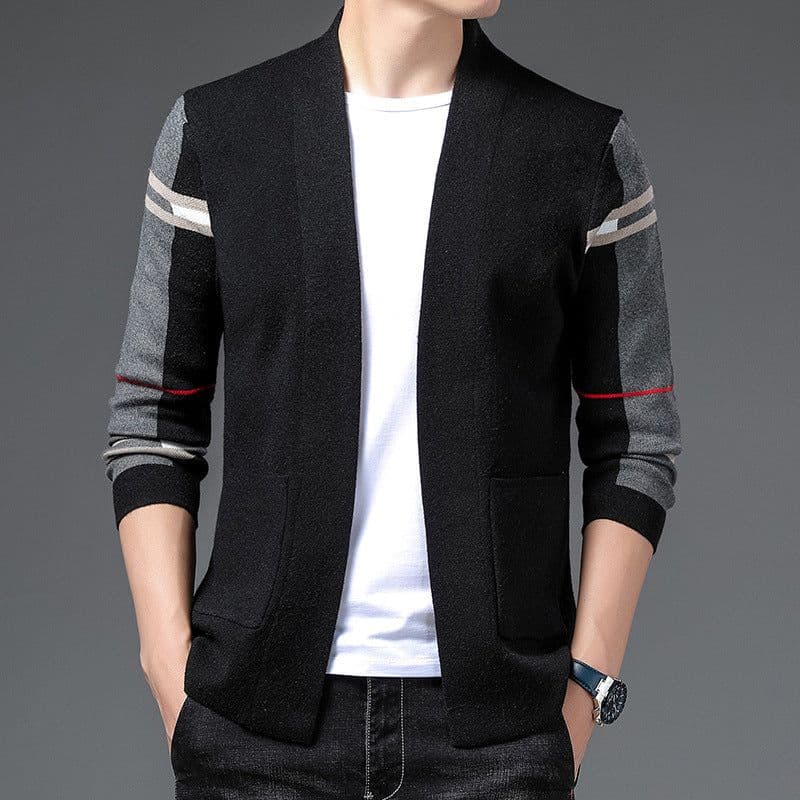 image-Shepherd Sheep Men's Slim Fit Cardigan Sweater Stand Collar Camel