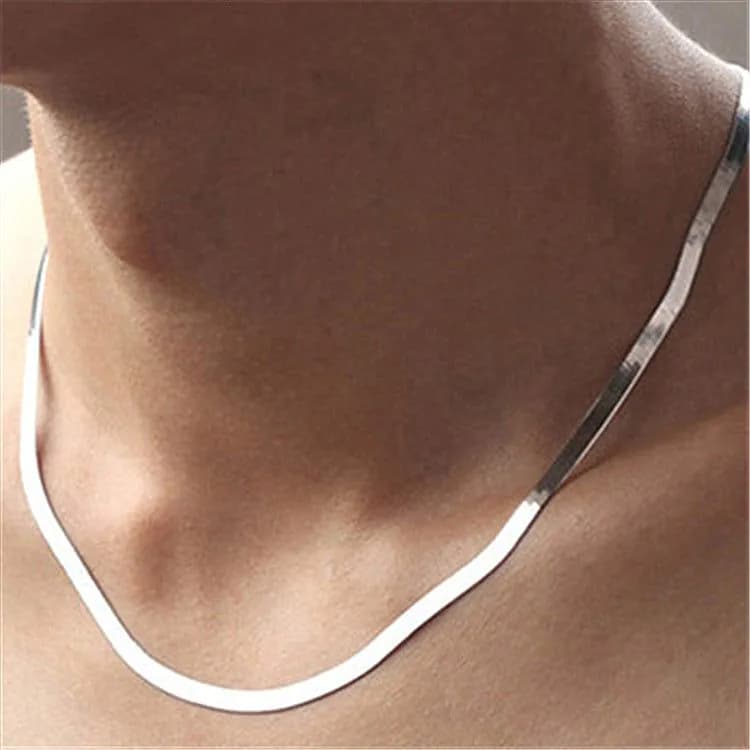 image-Silver Plated Blade Chain Necklace 55cm Geometric Style Unisex