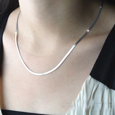 image-Silver Plated Blade Chain Necklace 55cm Geometric Style Unisex