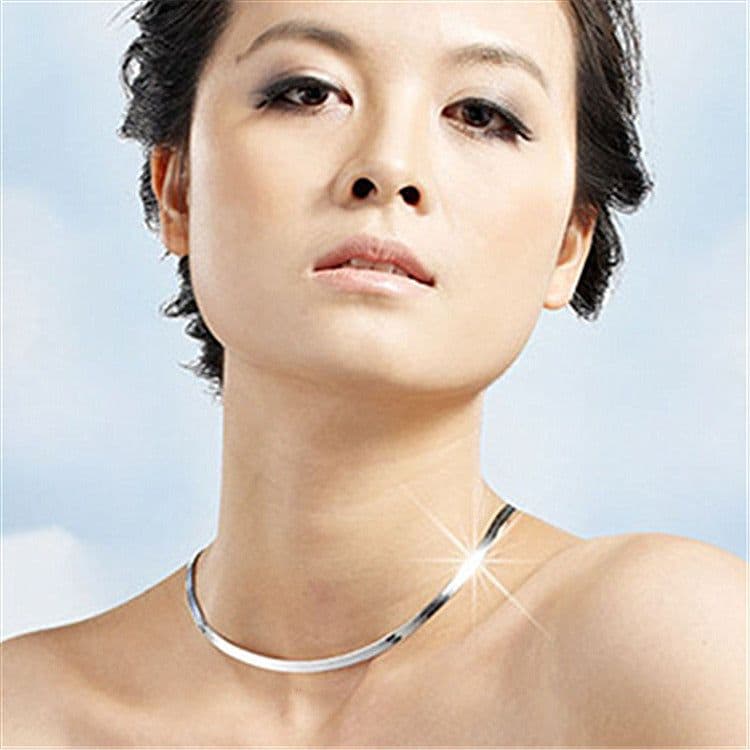 image-Silver Plated Blade Chain Necklace 55cm Geometric Style Unisex