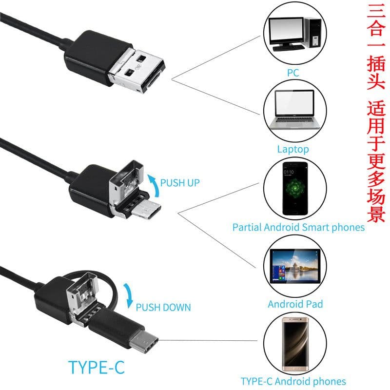 image-USB Endoscope Camera 5.5mm IP67 Waterproof 2M Industrial Inspection