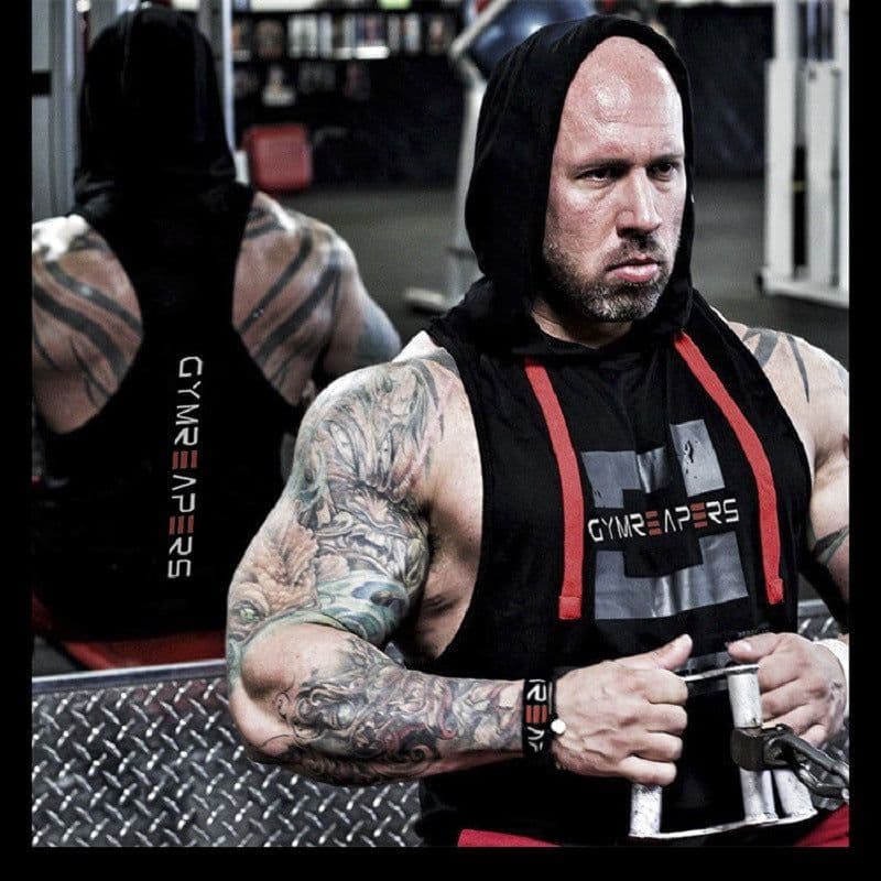 image-Men's Sports Vest Hoodie Sleeveless Pullover Fitness Training Top