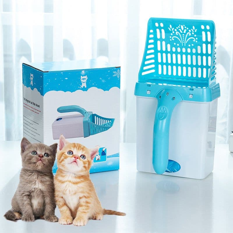 image-Pet Cat Litter Shovel with Bucket Set Plastic Gray Detachable