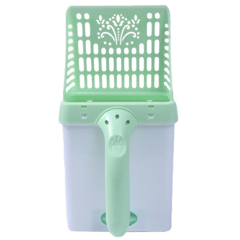 image-Pet Cat Litter Shovel with Bucket Set Plastic Gray Detachable