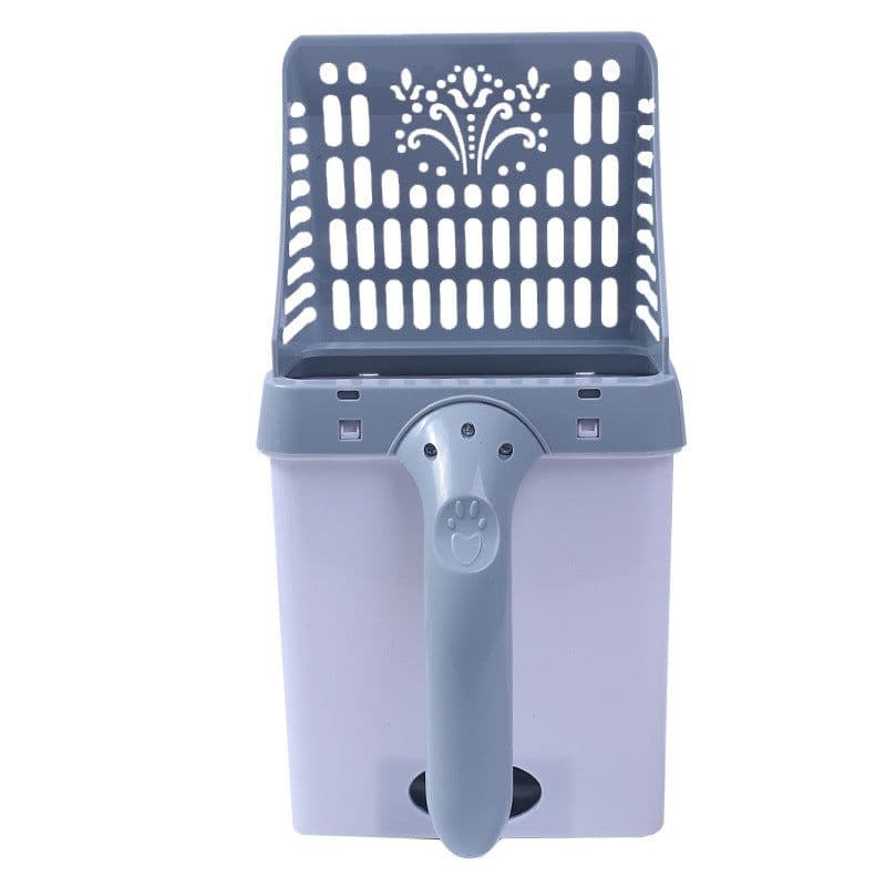image-Pet Cat Litter Shovel with Bucket Set Plastic Gray Detachable