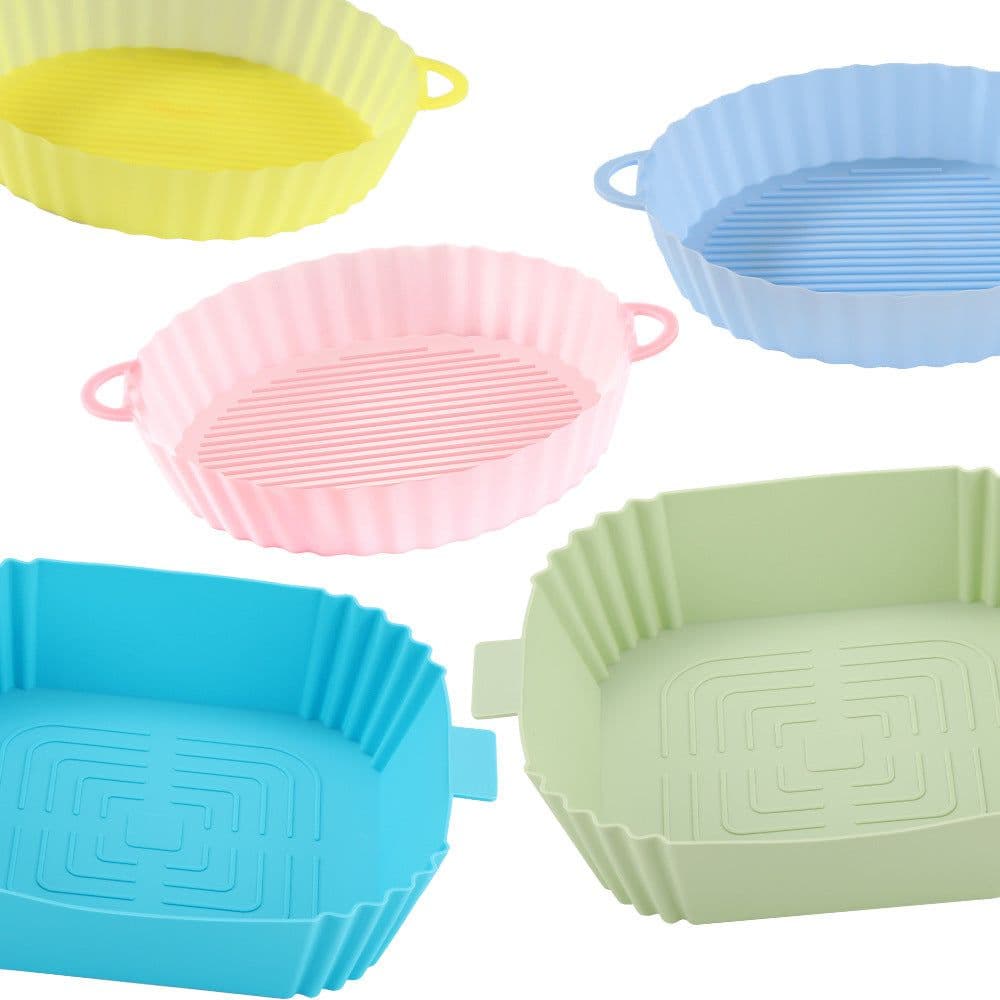 image-Air Fryer Silicone Baking Mat Pan Square Round Heat Resistant
