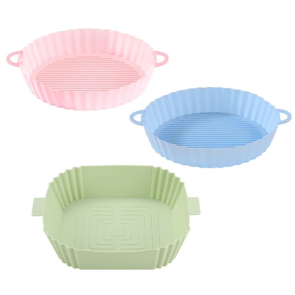 image-Air Fryer Silicone Baking Mat Pan Square Round Heat Resistant