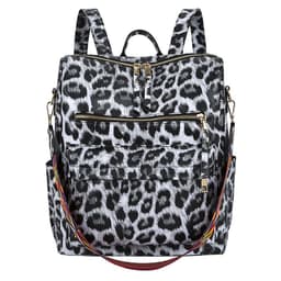 image-Women's PU Leopard Print Backpack Contrast Color School Bag