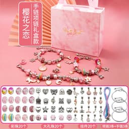 image-Children's DIY Bracelet Making Kit Gold 66 Piece Set