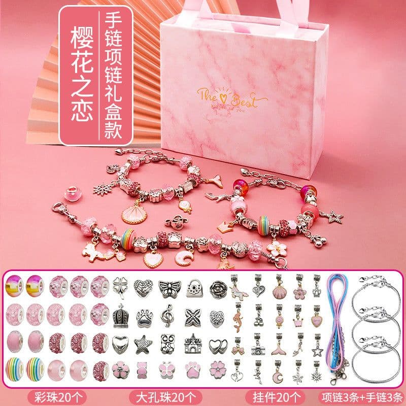 image-Children's DIY Bracelet Making Kit Gold 66 Piece Set