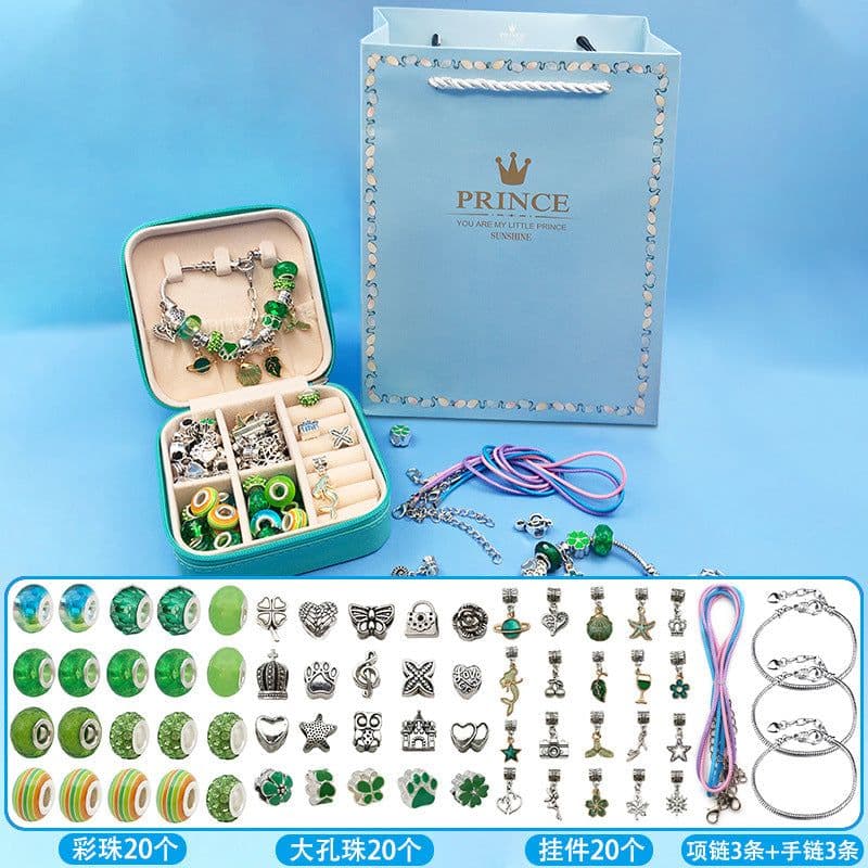 image-Children's DIY Bracelet Making Kit Gold 66 Piece Set