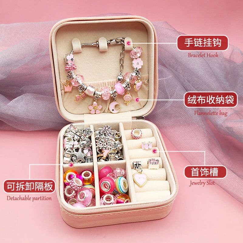 image-Children's DIY Bracelet Making Kit Gold 66 Piece Set