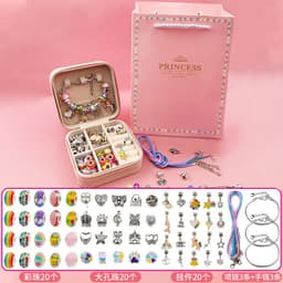 image-Children's DIY Bracelet Making Kit Gold 66 Piece Set