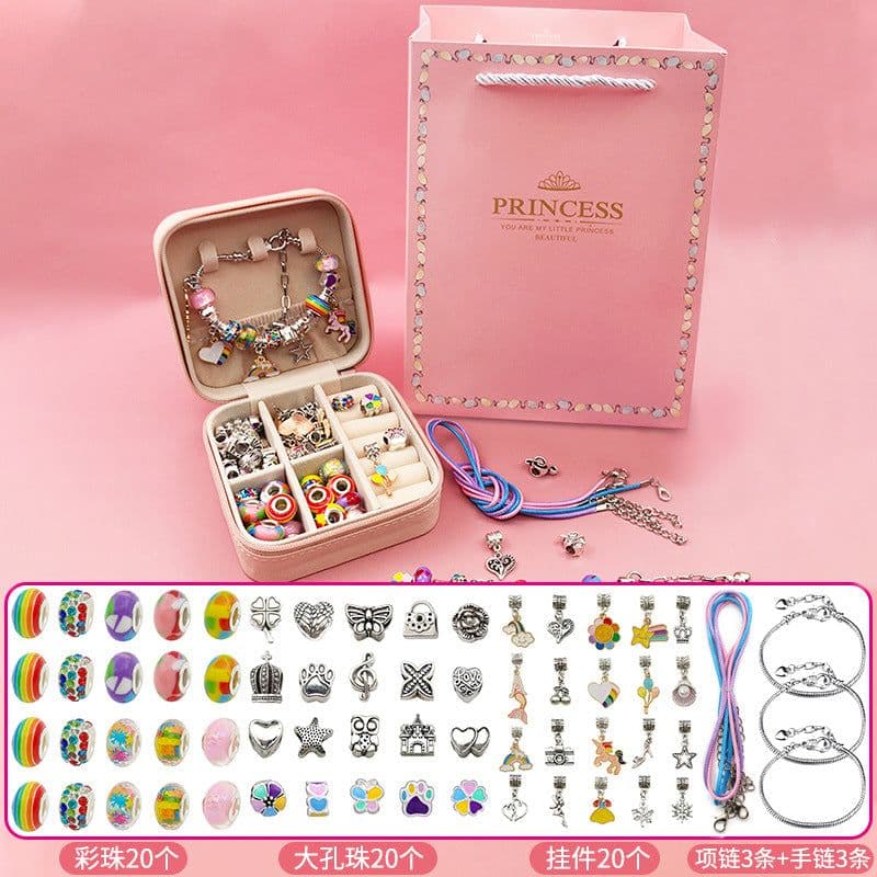 image-Children's DIY Bracelet Making Kit Gold 66 Piece Set