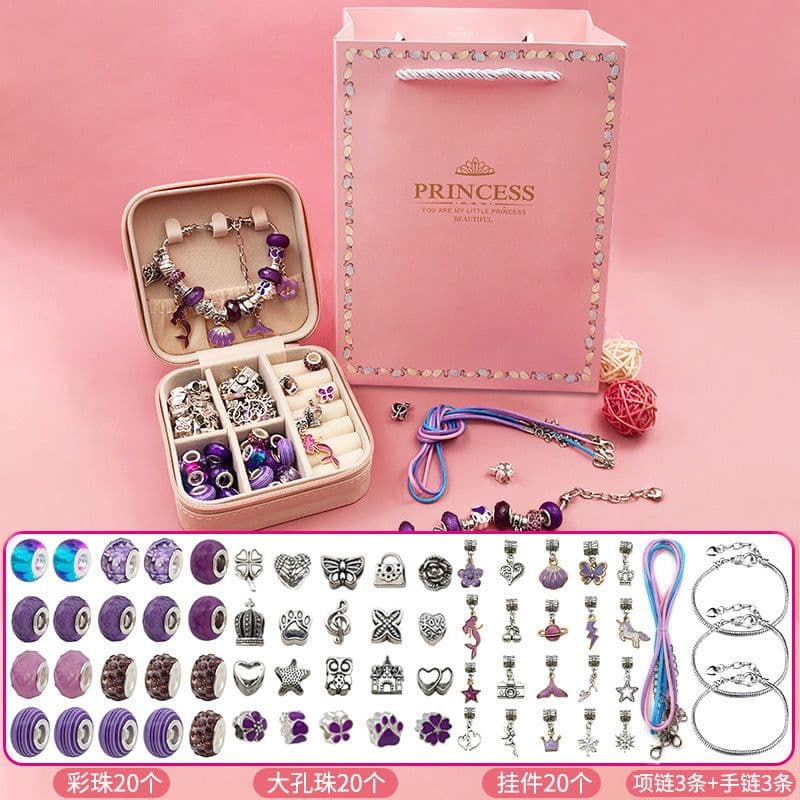 image-Children's DIY Bracelet Making Kit Gold 66 Piece Set