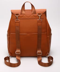 image-PU Leather Mommy Backpack Large Capacity Multifunctional Diaper Bag